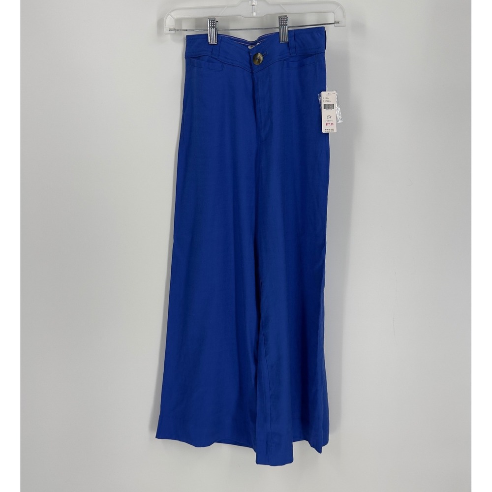 Maeve Anthropologie Womens Blue Wide Leg Utility Pants Retail $130 25P XS NEW